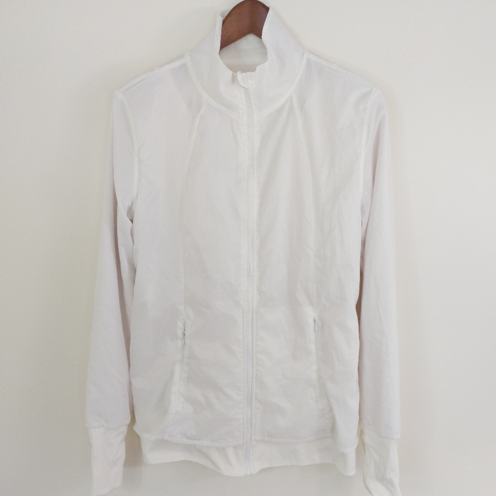 ZYIA Active White Mesh Lined Jacket Full Zip Athletic Track Jacket Size M